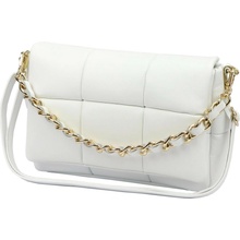 Camilla dámska kožená crossbody kabelka PREMIUM 10.011 v bielej farbe s retiazkovým uchom 33 x 20 x 12 cm