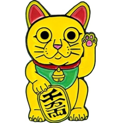 Leon Romer kovový pin lucky cat zluta 30 mm