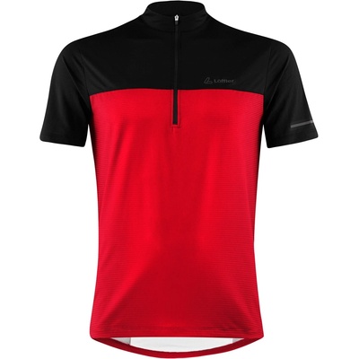 Löffler Мъжка фланелка с къс ръкав за колоездене Löffler Bike Shirt Half-Zip Glow Cycling jersey - Red - размер 58 (EU) (056-3501-0417)