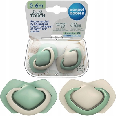 Canpol set symetrických silikon cumlíkov 2 ks Pure Color Green