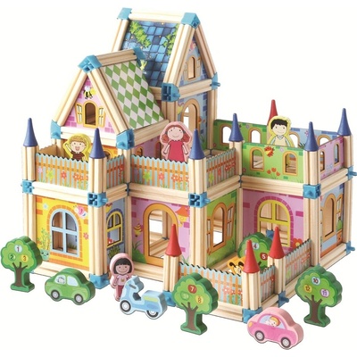 2Kids Toys Drevená stavebnica Zámok farebný