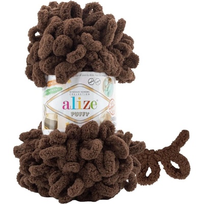 Alize příze Puffy 493 tmavě hnědá