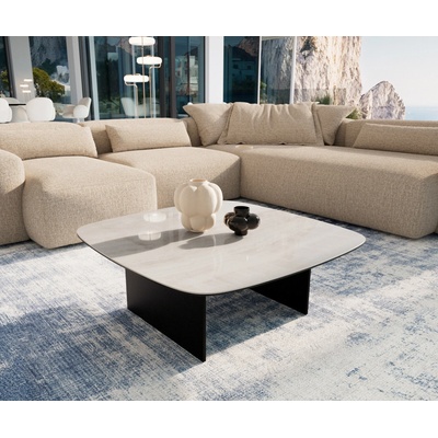 Delife Edge oválný tvar 90×90 cm keramika onyx champagne Salto kov černá
