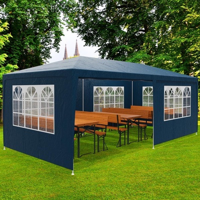 FurniGO Rimini 3x6 m - boční stěny + oblouková okna modrá