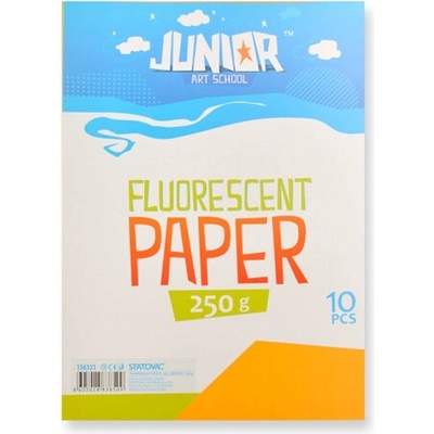 JUNIOR-ST Dekorační papír A4 Fluo oranžový 250 g, sada 10 ks