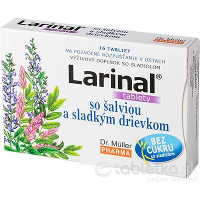 Dr. Müller LARINAL so šalviou a sladkým drievkom tbl bez cukru so sladidlom 1x16 ks