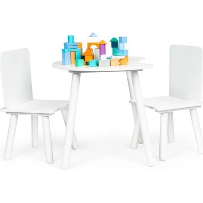 Eco Toys detský stôl so stoličkami biely