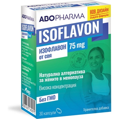 Abo Pharma Isoflavon Изофлавон от соя за жени в менопауза, 75 mg, 30 капсули, Abo Pharma (10008885)