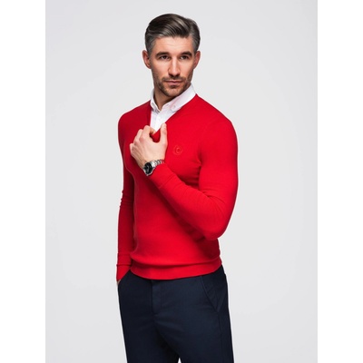 Ombre Clothing Червен мъжки пуловер с яка на риза Ombre Облекло Ombre Clothing | Cherven | МЪЖЕ | M
