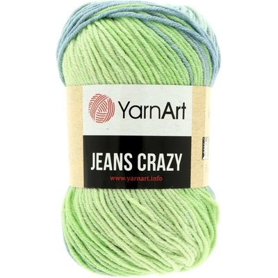 YarnArt Jeans Crazy 8208 zelená modrá a sivá mix
