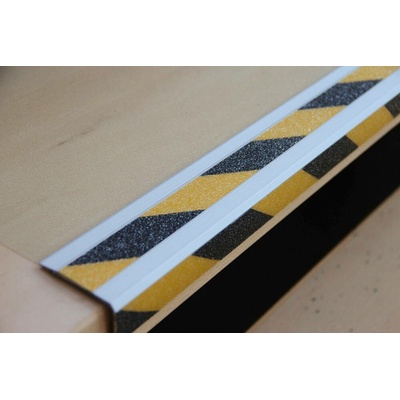 Protiskluzová nášlapná schodová hrana, Easy Clean, 2x černo-žlutý pruh, š 610 mm, typ A