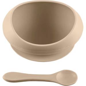 Zopa Силиконова купа с вендуза и лъжичка Zopa - Sand Beige (954503)
