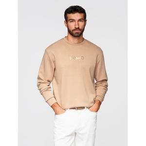 Ombre Clothing Мъжки суитшърт с блясък печат на гърдите - бежов V3 OM-SNBC-0199 Ombre Clothing Ombre Clothing | Bezhov | МЪЖЕ | S