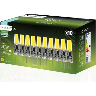 Lumiled 10x LED žiarovka COB G4 CAPSULE 3W = 30W 330lm 6500K Studená biela 360°