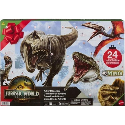 Adventný kalendár pre deti Jurassic World JBG67 dinosaury Mattel
