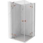 Mexen Lunar Duo отваряща се душ кабина 90 x 90 см, прозрачна, медна четка - 834-090L-090P-65-00 (834-090L-090P-65-00)