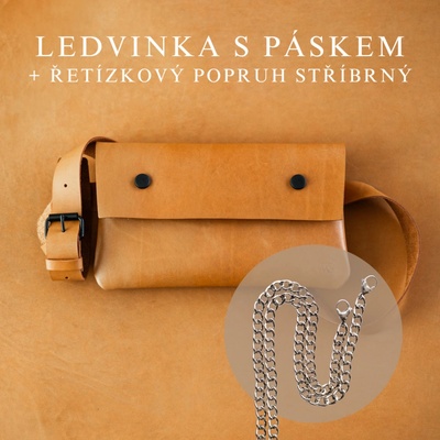 Wood Style s páskem + řetízkový popruh stříbrný Hnědá