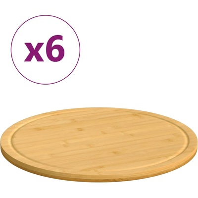 vidaXL Дъски за рязане 6 бр Ø40x1, 5 см бамбук (352779)