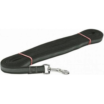Dogtrace Stopovacia šnúra pogumovaná strieborná spona čierna 10 m x 20 mm