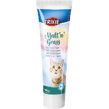 TRIXIE Malt'n'Grass Anti-Hairball - Малцова паста за котки с трева и таурин, 100 гр