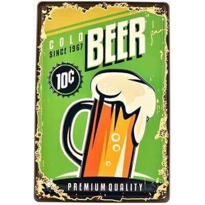 Ceduľa Beer Cold Vintage style 30cm x 20cm Plechová tabuľa