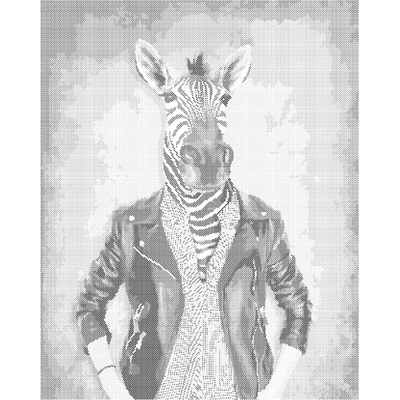 ZUTY Bodkovanie - ZEBRA V OBLEČENÍ Rámovanie: bez rámu a bez vypnutia plátna, Rozmer: 40x50 cm