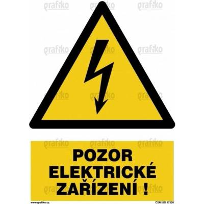 Grafiko | Pozor - elektrické zařízení - Text obrázku Pozor - elektrické zařízení!, Materiál Hliník, Rozměr 297x210mm