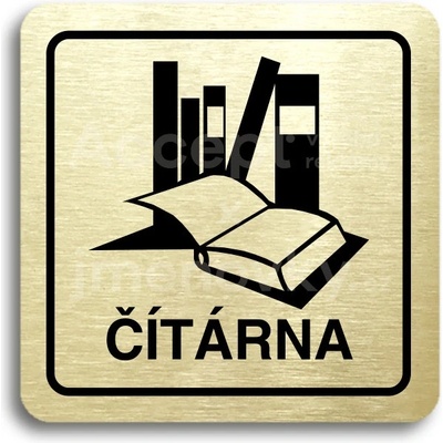 ACCEPT Piktogram čítárna - zlatá tabulka - černý tisk