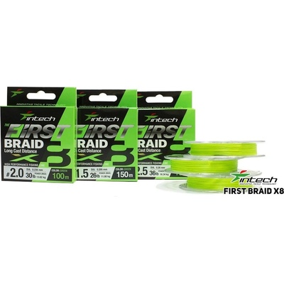 Intech First Šnúra Braided Line Braid X8 Green 150m 0,148mm 6,36kg
