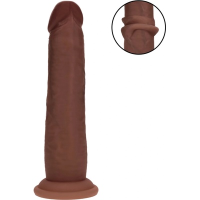 RealRock realistické dildo s dvojitou hustotou hnědé 18,5 cm