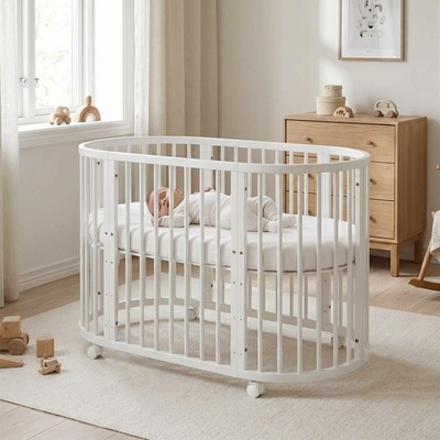 New Baby rostoucí postýlka 3v1 oválná + matrace bílá