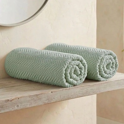Knitva sada 2 ks ručníků 50 x 100 cm rybí kost olivová