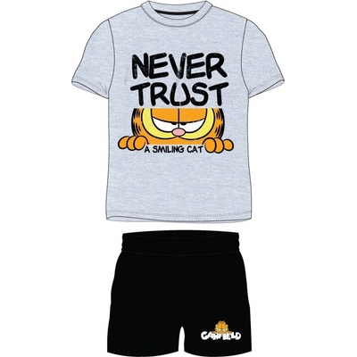 E plus M Garfield pánské pyžamo krátké šedo černé
