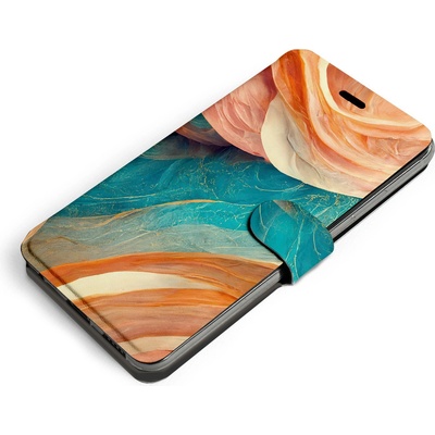 Pouzdro Mobiwear Flip Samsung Galaxy A3 2016 - VP36S Azurový a oranžový mramor