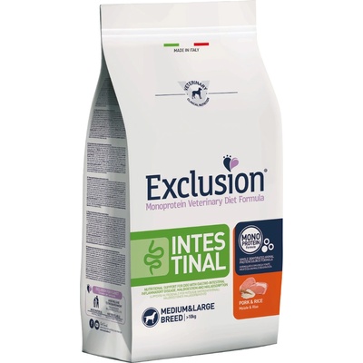 Exclusion 2x12кг Intestinal Medium/Large Adult Exclusion Diet, суха храна за кучета- свинско и ориз