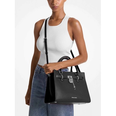 Michael Kors HAMILTON medium satchel kožená dámská kabelka černá
