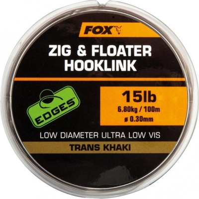 Fox Edges Zig & Floater Hooklink Tranks Khaki 100 m 0,26 mm 10 lb