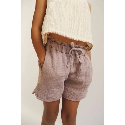 LiiLU dievčenské mušelínové šortky SS24 062 pale mauve