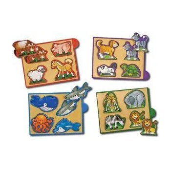 Melissa & Doug Комплект дървени пъзели Melissa and Doug, Мини животни, 14790
