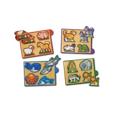 Melissa & Doug Комплект дървени пъзели Melissa and Doug, Мини животни, 14790