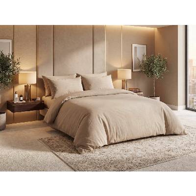 Textilomanie krep obliečky DENYX BLEND svetlohnedé hotelové vrecko 70x90 140x200