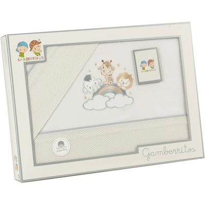 Gamberritos Комплект летни чаршафи, 3 части за легло 60х120см. Животни, сив (109583)