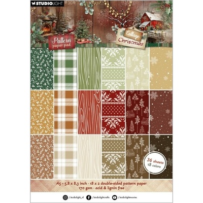 Studio Light Blok vzorovaných papírů Cottage Christmas A5 - Vánoce na chatě