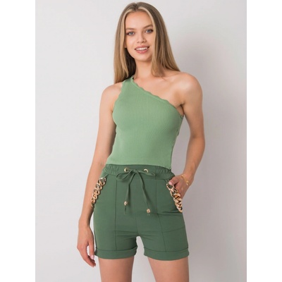 Dámské šortky se zlatými detaily dhj-sn-13260.38p khaki