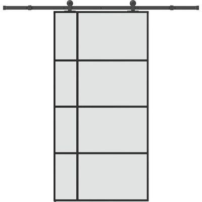 vidaXL Плъзгаща се врата с обков 102, 5x205 см ESG стъкло и алуминий (3332928)