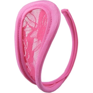 SuperLove Invisible Strapless C String Transparent Floral Lace Pink