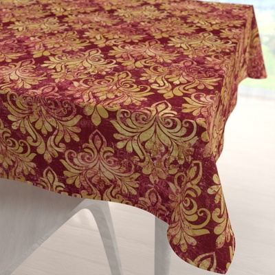 Biante Sametový čtvercový ubrus Tamara TMR-053 Zámecký vzor na vínově červeném 110x110 cm