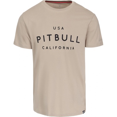 PitBull West Coast pánské triko slim fit USA CAL béžové