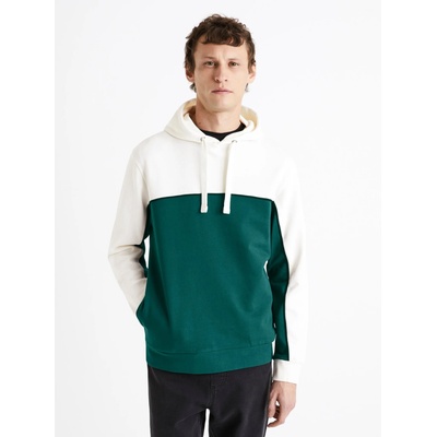 Celio Зелено и бяло мъжко памучно суитчърче с качулка Celio Debiding Celio | Zelen | МЪЖЕ | S