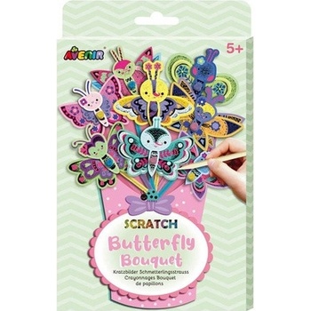 Škrabacie obrázky kytice motýli